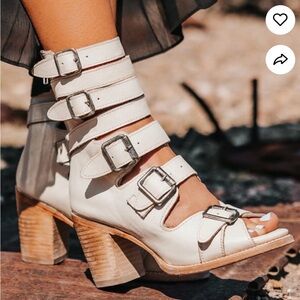 Bond Off White Boot Heel Sandals